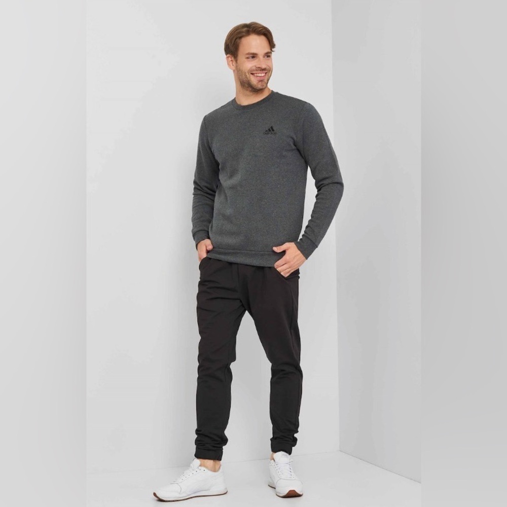 ADIDAS Mens Essential Fleece Sweatshirt in Grey Size Medium